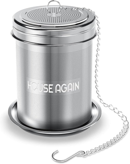 House Again Large Tea Infuser, Extra Fine Mesh Tea Strainers for Loose Tea, 18/8 Stainless Steel Tea Strainer with Extended Chain Hook, Tea Steeper for Brew Tea, Spices & Seasonings, for Multi Cups