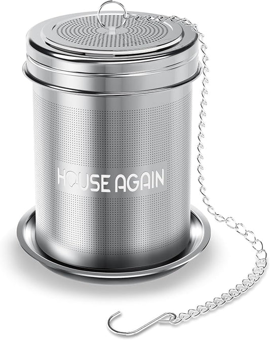 House Again Large Tea Infuser, Extra Fine Mesh Tea Strainers for Loose Tea, 18/8 Stainless Steel Tea Strainer with Extended Chain Hook, Tea Steeper for Brew Tea, Spices & Seasonings, for Multi Cups