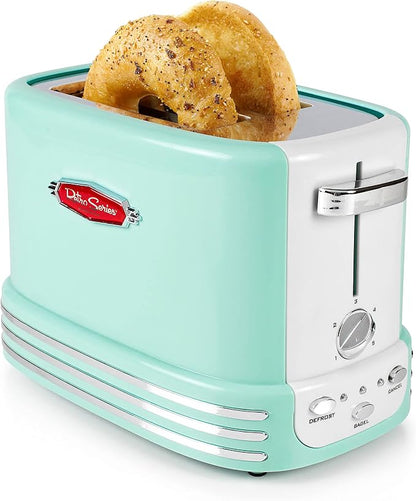 Nostalgia New and Improved Retro Wide 2-Slice Toaster Perfect For Bread, English Muffins, Bagels, 5 Browning Levels, With Crumb Tray & Cord Storage