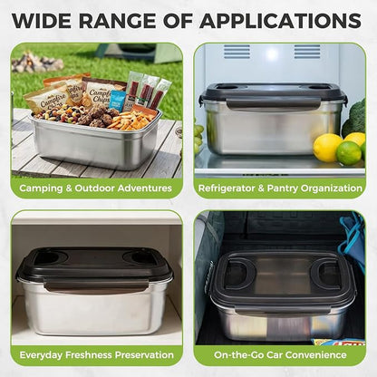 Stainless Steel Food Storage Container – 7500 ML / 254 oz / 32 Cup Large Airtight Meal Prep Container for Roasting Turkey, Chicken, Casserole, Fruits & Parties
