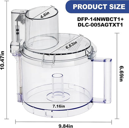 4 Locking Tabs DLC-005AGTXT1 Bowl and DFP-14NWBCT1X Cover 14-cup Food Processor Work Bowl Kits Fits Cuisinart DFP-14, DFP-14BCN, DFP-14BCNY Models