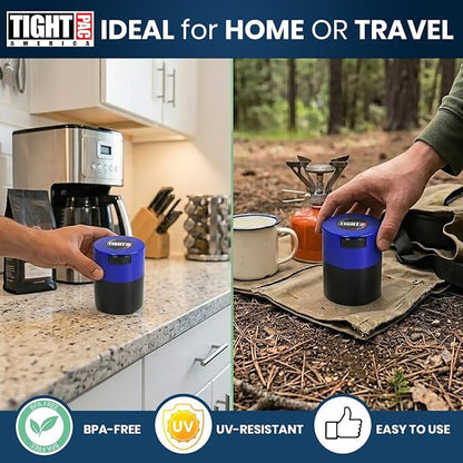 Tightvac - Premium Airtight Herb Storage Container - Holds ½ oz to 3 ounces - Keep Your Herbs and Dry Goods Fresh and Flavorful. Black Blue