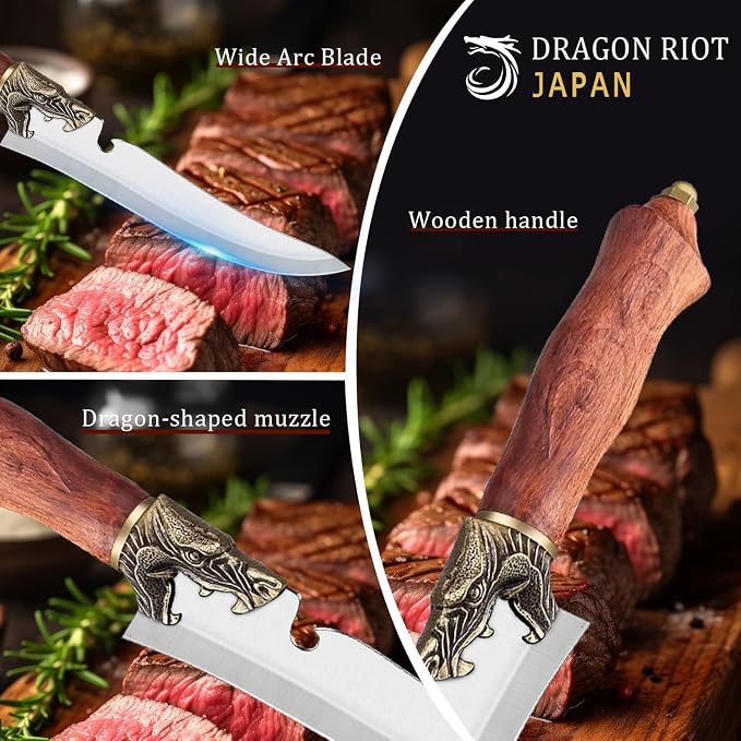 DRAGON RIOT Sharp Boning Knife for Meat Cutting, Full Tang Meat Deboning Knives with Sheath High Carbon Steel for Home Kitchen