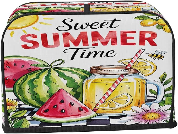 4 Slice Summer Fruit Watermelon Toaster Cover Waterproof Dust Fingerprint Bread Machine Cover Washable Kitchen Appliance Protector For Home Kitchen Bakeware Table Decor Women Gifts