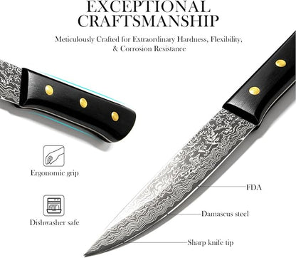 Chef Knife 6 Inch,Light Kitchen Knife, Ideal for All-Around Food Preparation with Damascus Steel Knife,Ultra Sharp Japanese Knife with Ergonomic Handle