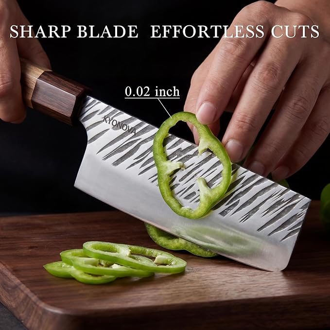 7 Inch Nakiri Knife, 9-Layer VG10 High Carbon Steel Japanese Chef Knife, Handcrafted Vegetable Cleaver with Octagonal Rosewood Handle sharp kitchen knife for Home Kitchen & Restaurant