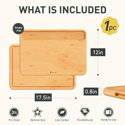 Extra Large Bamboo Cutting Board Set Over Sink Nice Solid Thick Wood Juice Groove Chopping Board Big Best Hardwood Counter Organic Vegetable Kitchen Gadgets Apartment Essentials for Meat Fruit Cheese