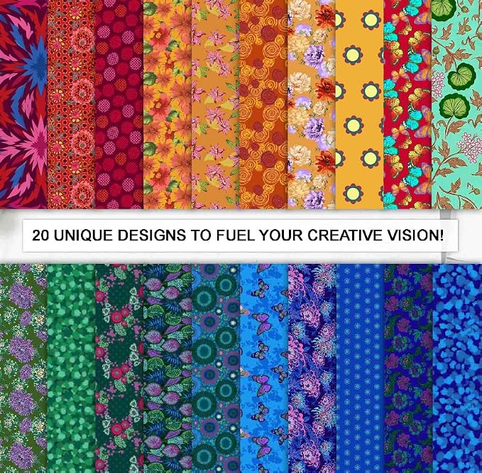 Soimoi 40 Pcs Cotton Fabric Squares Bundles Charm Packs for Quilting, Fat Quarter Layer Cakes, Precuts Quilt Squares 10 x 10 inches, DIY Fabric Bundle - Flora Mosaic