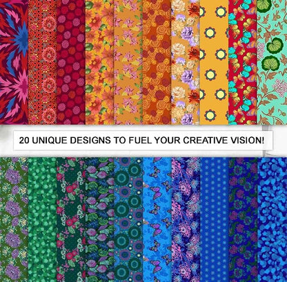 Soimoi 40 Pcs Cotton Fabric Squares Bundles Charm Packs for Quilting, Fat Quarter Layer Cakes, Precuts Quilt Squares 10 x 10 inches, DIY Fabric Bundle - Flora Mosaic