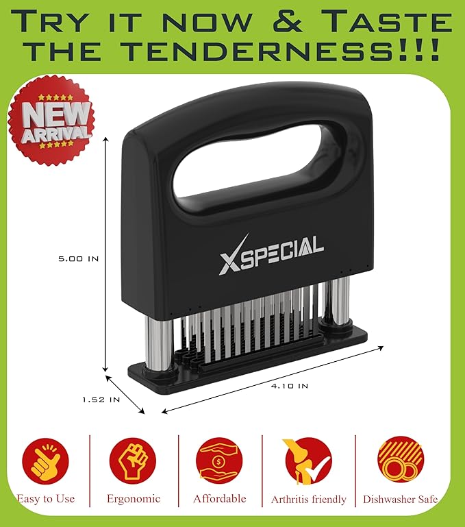 XSpecial Mini-Deluxe Meat Tenderizer - 48 Blade Stainless Steel Needle Tenderizer for Steak & Chicken