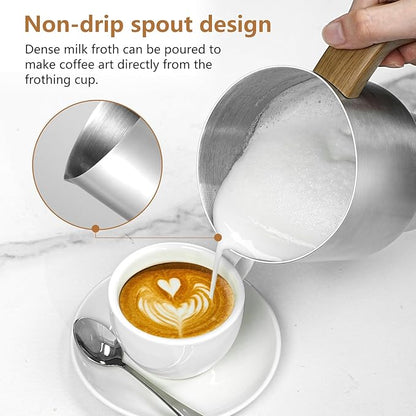 AMZCHEF 8-IN-1 Milk Frother and Steamer 550 Watts, 21 oz Split Stainless Steel Automatic Steamer, Milk's Warmer for Latte, Cappuccino, Hot and Cold Froth, Heated Milk, Hot Chocolate, Baby Food, Black