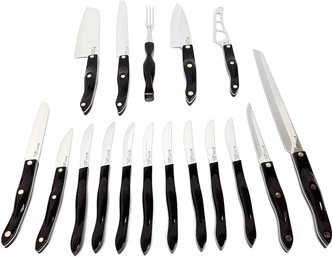 Cutco 19 Pc Kitchen Knife Set Cherry Wood Stand