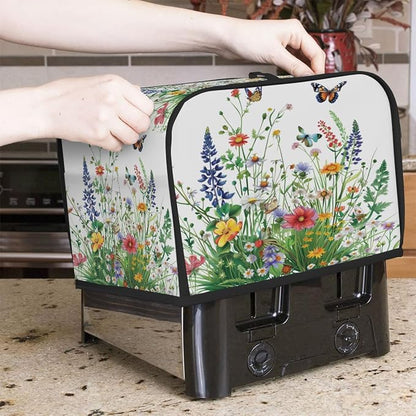 Toaster Cover 4 Slice Wide Slot Green Grass SpringBread Toaster Oven Dustproof Cover Small Appliance Kitchen Covers Dust and Fingerprint Protection for Women Gift 4 Slice