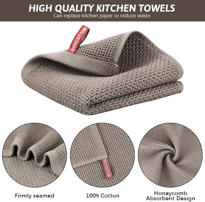 Nialnant 12 Pack Kitchen Dish Towels,100% Cotton Hand Towels for Kitchen, Extra Soft & Absorbent Dish Cloths for Washing Dishes,Cleaning Rags - 13x28in