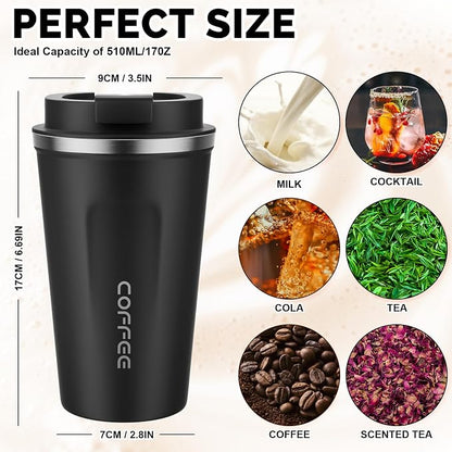 MOMSIV 17oz Travel Mug, Insulated Coffee Cup with Leakproof Lid, Vacuum Stainless Steel Double Walled Reusable Tumbler for Hot and Cold Water Coffee and Tea In Travel and Car