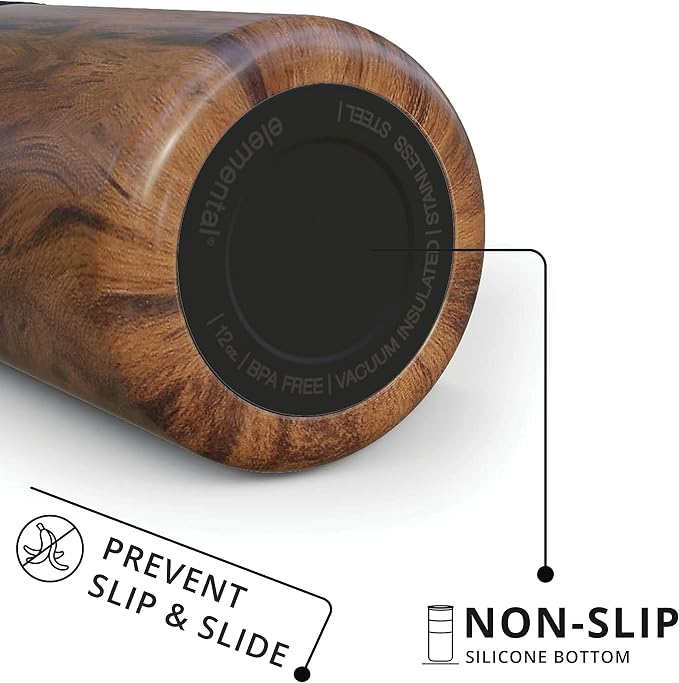 Elemental Artisan Insulated Tumbler, Triple Wall Coffee Travel Mug, Reusable Stainless Steel Coffee Tumbler with Ceramic Lid, Thermal Coffee Cups for Hot (6 Hrs) & Cold (18 Hrs), 16oz - Teakwood