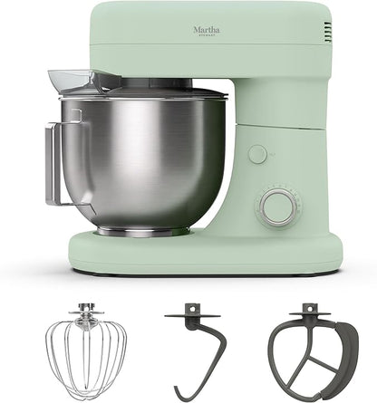 Martha Stewart 5.3Qt Stand Mixer, 12-Speed Tilt-Head Electric Kitchen Mixer with Stainless Steel Bowl, Dough Hook, Whisk & Beater, Splash Guard, Ideal for Baking Bread, Cake & Whipping, Honeydew Green