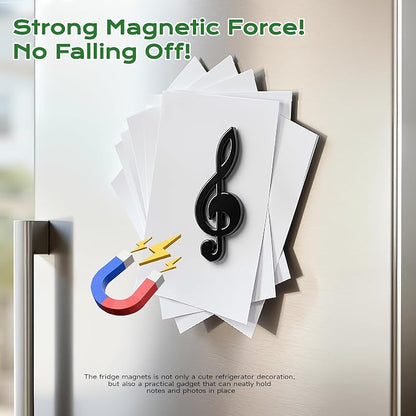 Renmxj 12 Pcs Refrigerator Magnets - Cute Mini Music Note Fridge Magnets, Funny Lifelike Musical Symbol Magnets for Kitchen, Office, Locker, Whiteboard Decor(Black and White)