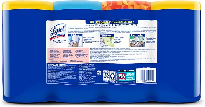 LYSOL Disinfecting Wipes, All Purpose Cleaner, Multi-Surface Antibacterial Cleaning Wipes, Household Cleaning Supplies, Dorm Essentials, Lemon + Mango & Hibiscus + Crisp Linen Scent, 80 ct. (4 Pack)