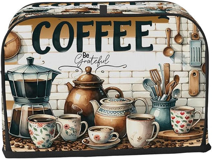Toaster Cover 2 Slice Wide Slot Coffee KitchenBread Toaster Oven Dustproof Cover Small Appliance Kitchen Covers Dust and Fingerprint Protection for Women Gift 2 Slice