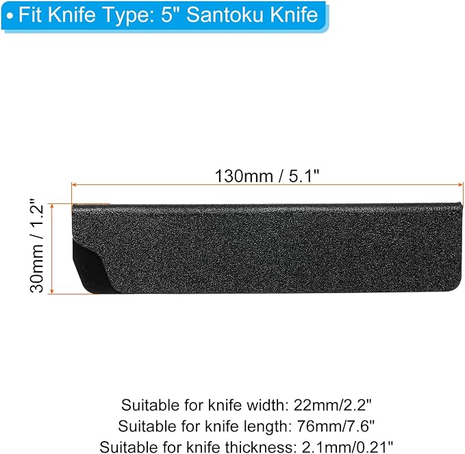 PATIKIL ABS Knife Cover Sleeves for 5" Santoku Knife, 6 Pack Knife Guard Blade Protector Universal Knife Sheath for Home Kitchen, Black
