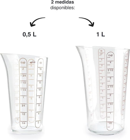 Lacor - 67075 - Basic Measuring Cup, Container with Measurements, Liquid Meter, Highest Quality Plastic, BPA Free, 8.5 cm, 0.5 L