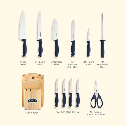 Cuisinart C77SSN-12P Color Pro Collection 12 Piece Knife Block Set, Navy