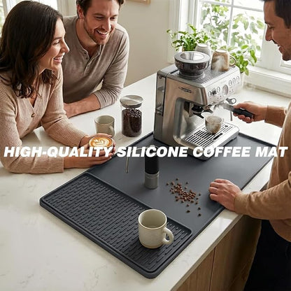 Caketime 2 In 1 Silicone Coffee Bar Mat Accessories Detachable Dish Drying Rug Rack Stone for Kitchen Countertop Under Sink Home House Apartment Office Essentials Espresso Machine Must Have