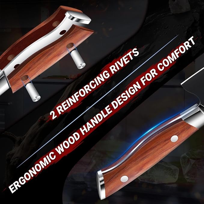 TIVOLI Chef Knife 8 Inch - Cooking Knife Hand Forged from High Carbon Steel - Ultra Sharp Deep Cutting Knives with Full Tang Ergonomic Wood Handle - Gift for Men Women