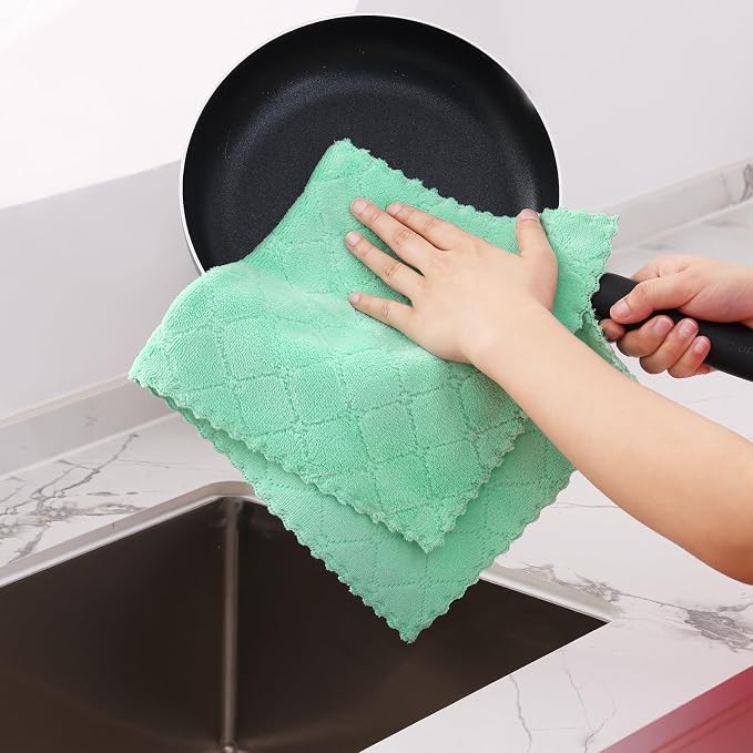 Homaxy 16 Pack Kitchen Cloths Dish Towels (10" x 20",Multi Color), Super Soft and Absorbent Coral Velvet Dishcloths, Fast Drying No Lint Microfiber Cleaning Cloth