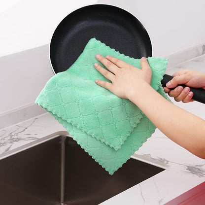 Homaxy 16 Pack Kitchen Cloths Dish Towels (10" x 20",Multi Color), Super Soft and Absorbent Coral Velvet Dishcloths, Fast Drying No Lint Microfiber Cleaning Cloth