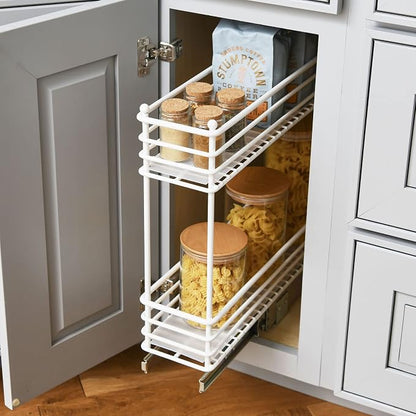 Household Essentials White Steel Artisan Organizer with Plastic Liners, 2-Tier Pull-Out