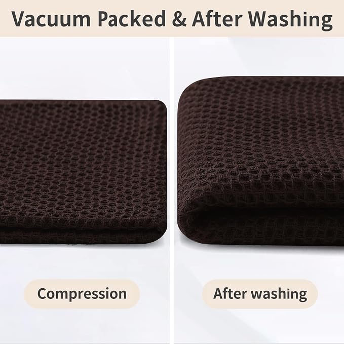 Homaxy 100% Cotton Kitchen Towels and Dishcloths Set, 12 x 12 Inches and 13 x 28 Inches, Set of 8 Bulk Kitchen Towels Set, Ultra Soft Absorbent Dish Cloths for Washing Dishes, Dark Brown