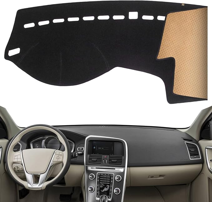 Dash Cover, Anti-Glare, Sun Protection, Dustproof, UV-Proof, Dashboard Covers, Interior Car Accessorie Fit for 2010-2017 Vo-lvo XC60 (Fits Vehicle w/o Center Standing Screen Models), Black