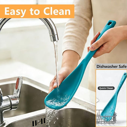 Cooking Spoon for Nonstick Cookwares, Multifunction Silicone Spatula Spoons BPA Free, Great for Mixing, Scooping, Scraping and Serving, Dishwasher Safe (2 Teal, 12.6 inch)