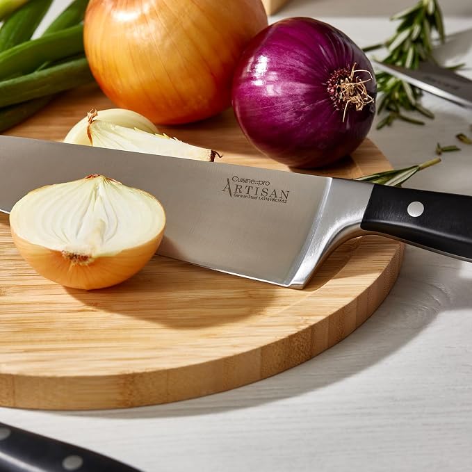 Cuisine::pro Artisan Stahl Knife Block Set, 6 Piece - German Stainless Steel Kitchen Knives, Full Tang Triple Riveted