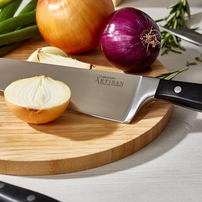 Cuisine::pro Artisan Stahl Knife Block Set, 6 Piece - German Stainless Steel Kitchen Knives, Full Tang Triple Riveted