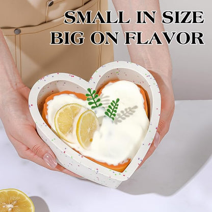 6 Inch Silicone Heart Shaped Cake Pans 2 Pcs Small Heart Cake Pan Set Nonstick Silicone Heart Molds for Baking (Cream)