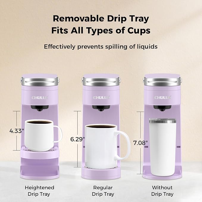 CHULUX Compact Single Serve Coffee Maker Brewer for K Cup Pod, Light Violet