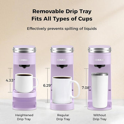 CHULUX Compact Single Serve Coffee Maker Brewer for K Cup Pod, Light Violet