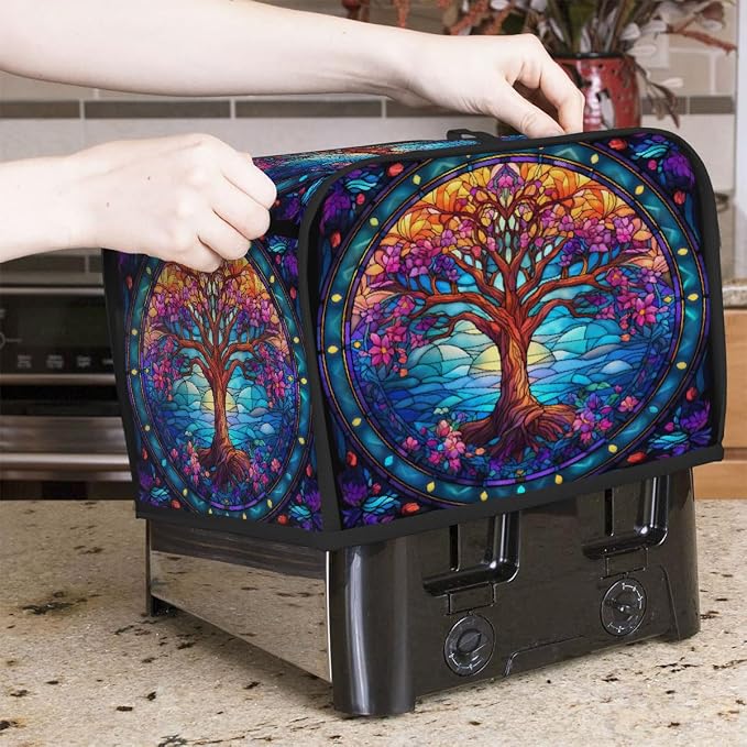 Tree Of Life Beauty Toaster Cover 2 Slice Wide Slot Washable Kitchen Appliance Covers Fingerprint Bread Machine Dust Cover Small Toaster Oven Accessories Covers Bread Maker Bag Women Gift