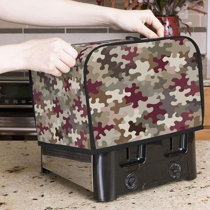 4 Slice Camouflage Abstract Art Toaster Cover Waterproof Dust Fingerprint Bread Machine Cover Washable Kitchen Appliance Protector For Home Kitchen Bakeware Table Decor Women Gifts