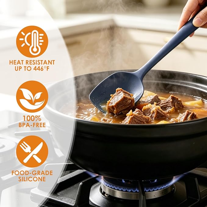 5-Piece Silicone Spatula Set for Baking, 446°F Heat Resistant Non-Stick Cooking Utensils, BPA-Free Food Grade Silicone Scrapers, Non-Scratch Flexible & Dishwasher Safe, Neutral