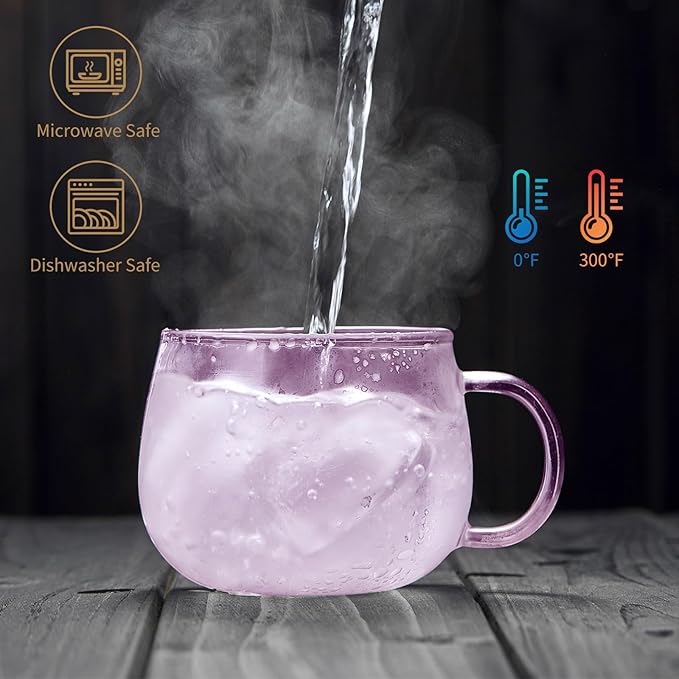 DOPUDO 11oz Pink Glass Tea Cup with Infuser and Lid– Versatile and Elegant Gift for Women, Perfect for Loose Leaf Tea and Other Beverages.