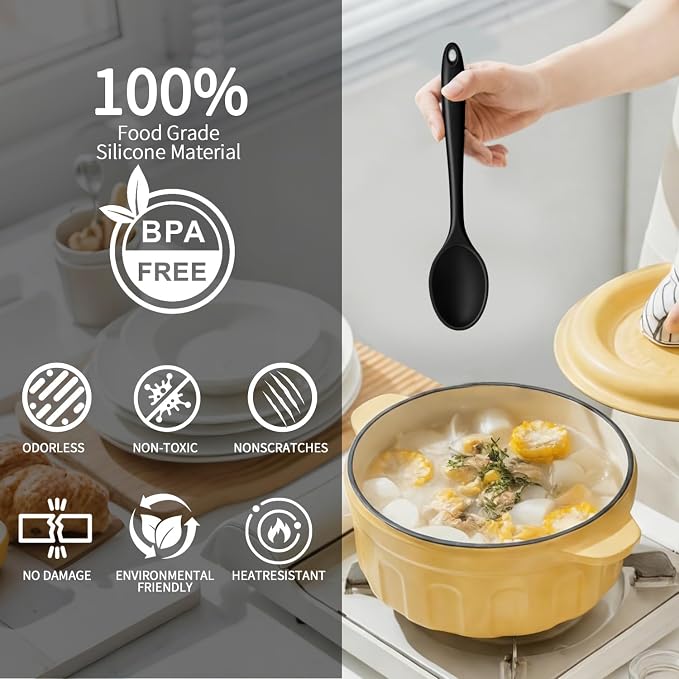 6 Pcs Mini Silicone Spoons 8 Inch Small Spoons,Heat Resistant Spoons the Food Spoon Mini Size Choose Carefully Before Purchasing