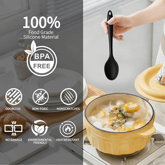 2 Pcs Mini Silicone Spoons,8 Inch Heat Resistant Mixing Spoons for Drinking Soup,Dipping Sauce Baking Stirring Mixing Tools.This is a Mini Size,Notice Dear Buyers Please Mind the Size when Purchasing