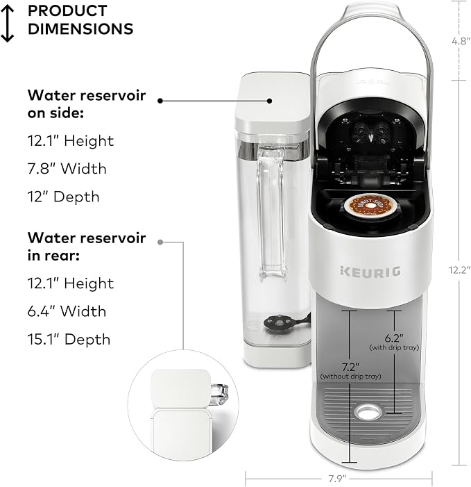 Keurig K-Supreme Single Serve K-Cup Pod Coffee Maker, MultiStream Technology, 4 Brew Sizes, 66oz Dual-Position Removable Reservoir, White
