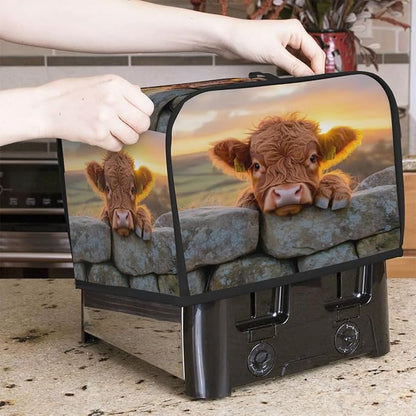Toaster Cover 4 Slice Wide Slot High Mountain Cattle CowBread Toaster Oven Dustproof Cover Small Appliance Kitchen Covers Dust and Fingerprint Protection for Women Gift 4 Slice