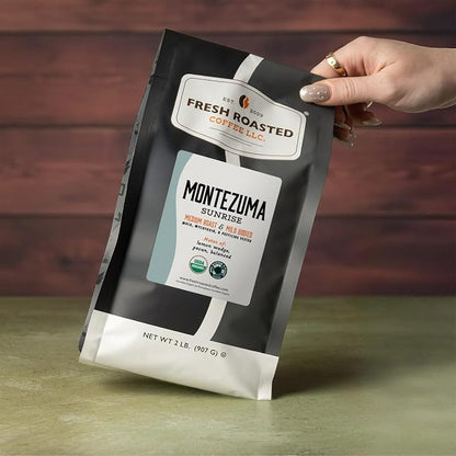Fresh Roasted Coffee, Organic Montezuma Sunrise Whole Bean Coffee, Medium Roast, USDA Organic, 3rd Party Tested for Mold, Mycotoxin & Pesticides, Kosher, 2 lb (32 oz)