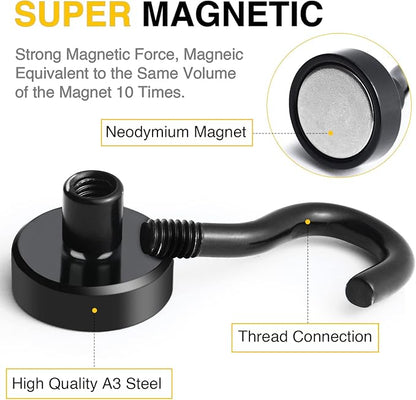 DIYMAG Magnetic Hooks, 30lbs+ Magnet Hook 2026 Cruise Cabin Ship Essentials Heavy Duty Strong Magnets Refrigerator Fridge Hanging for Classroom Beach Vacation Kitchen Grills Home 6 Pack (Black)